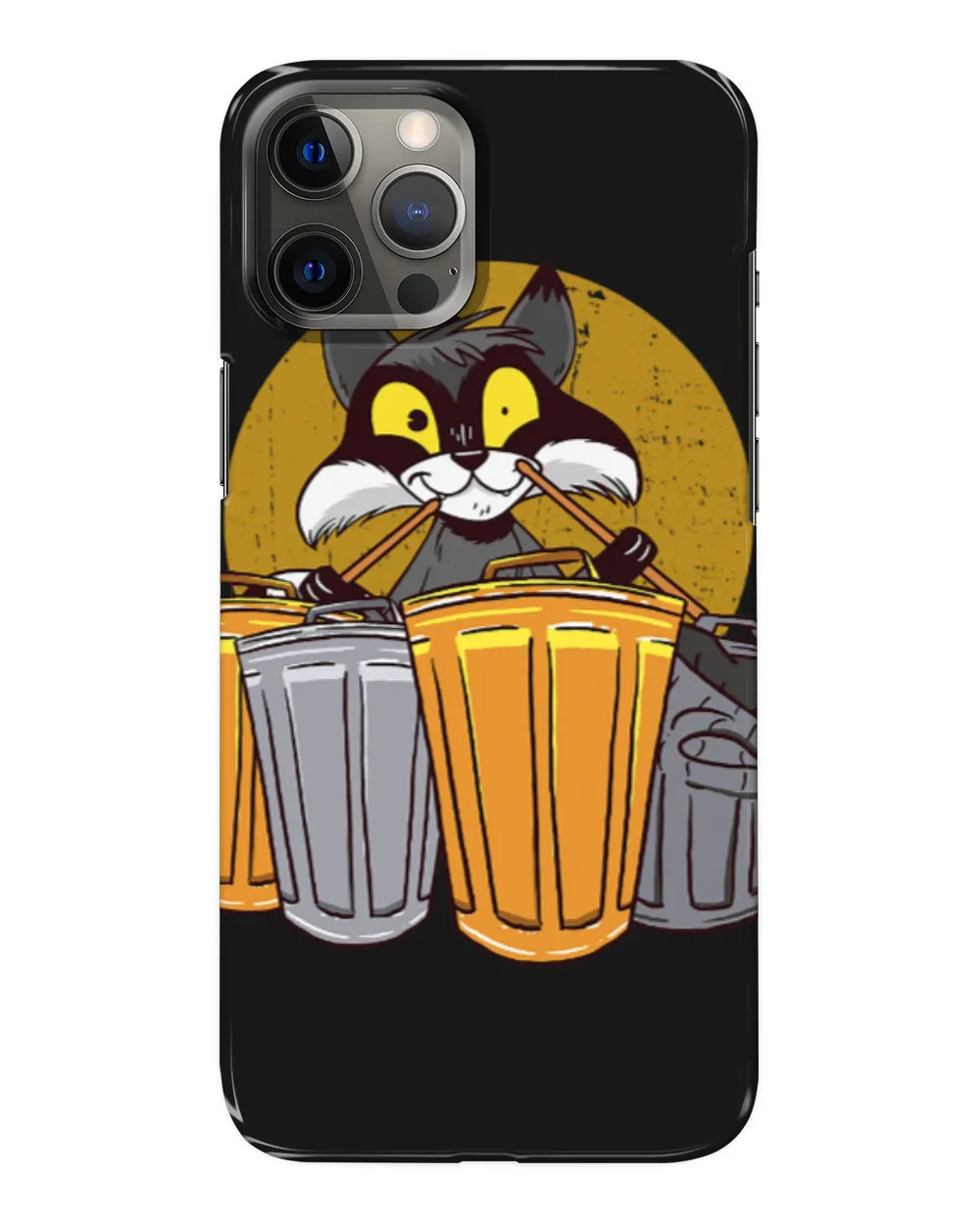 Funny Drummer Raccoons Playing Drums Using Trash Cans Funny Raccoon 1 Snap Case - iP 12 Pro Max black