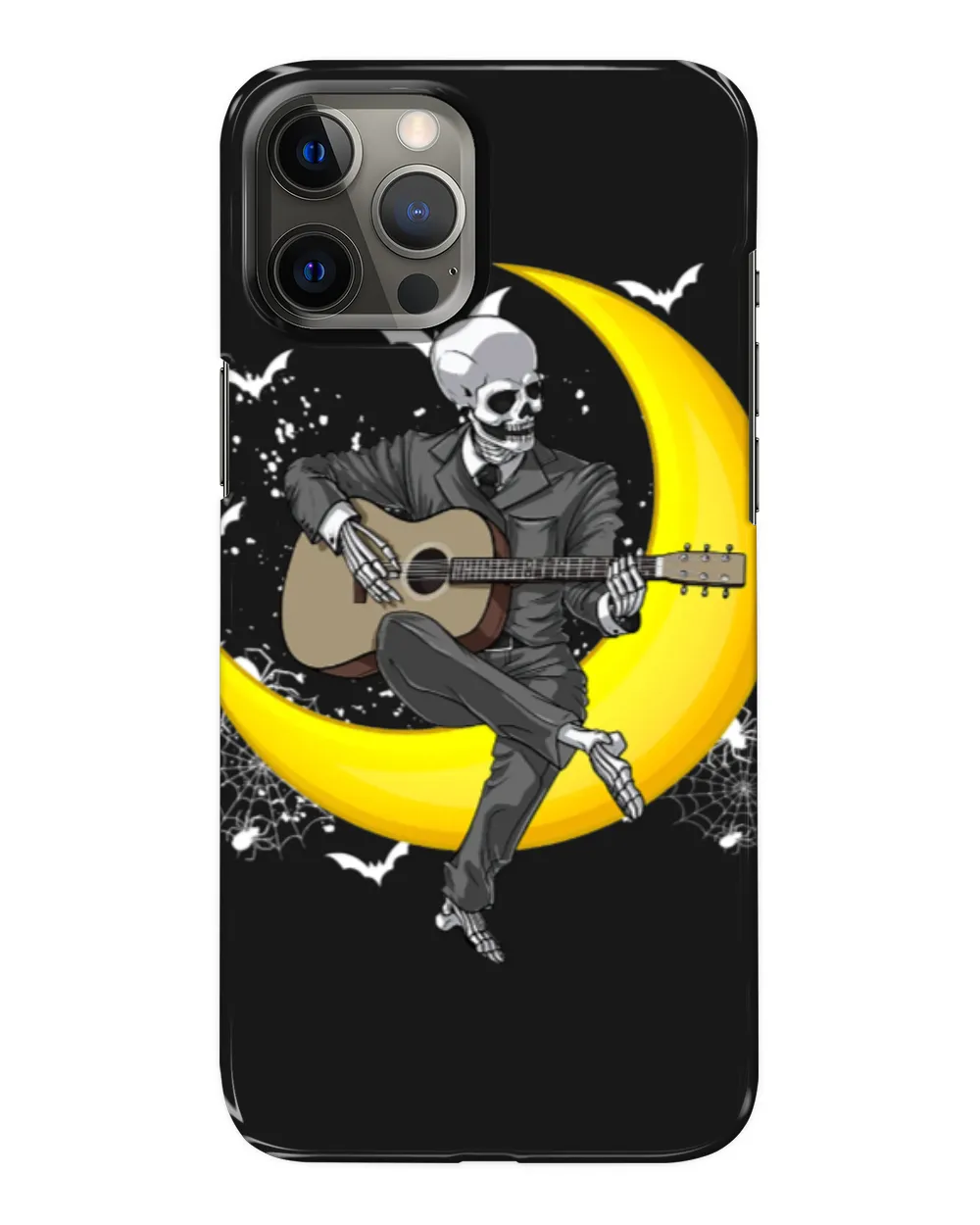 Funny Guitar Vintage Funny Skeleton Guitar Music Player Moon Halloween