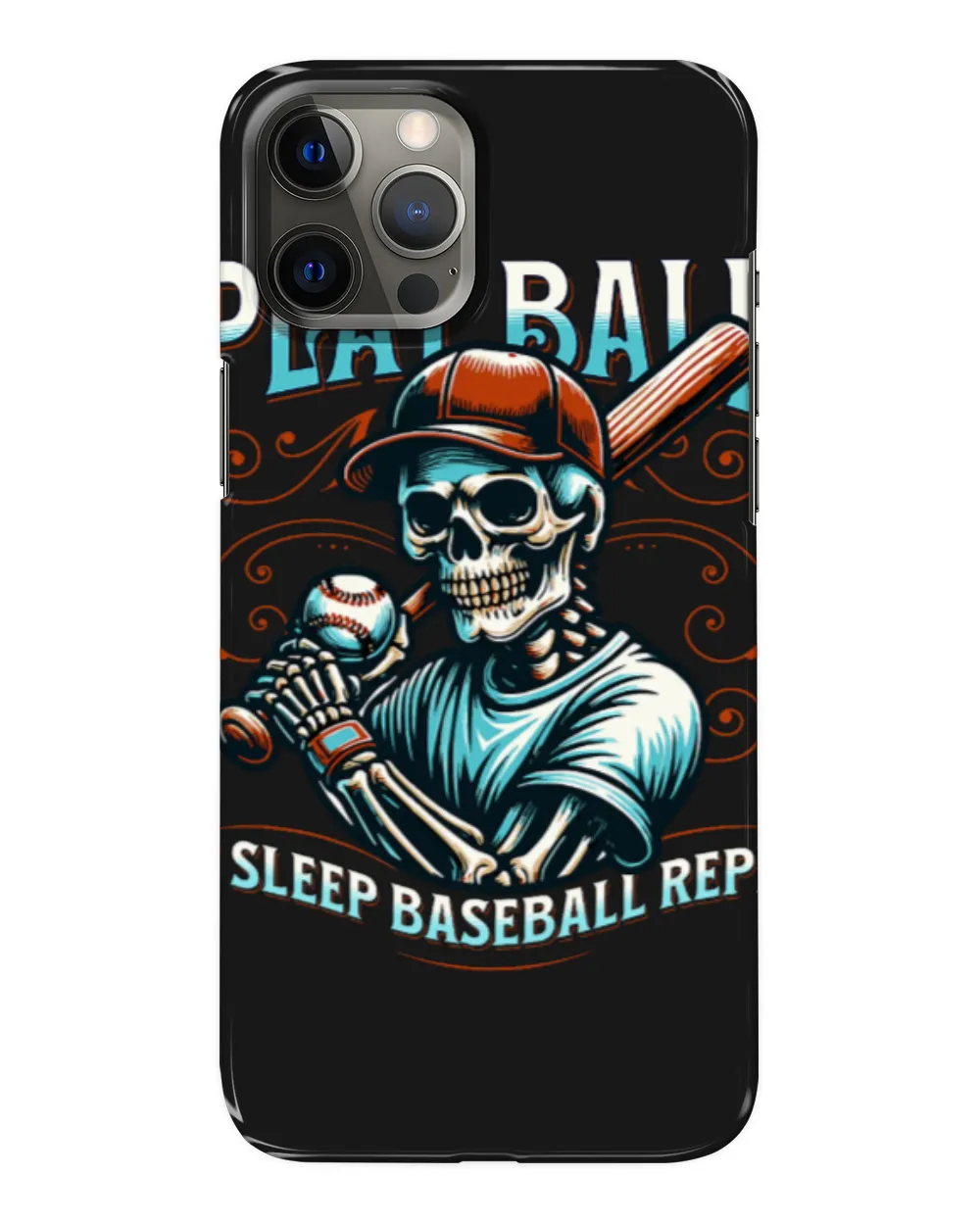 Sport Baseball Vintage Skull Eat Sleep Baseball Repeat Baseball Player