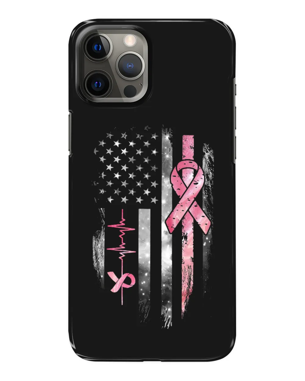 Breast Cancer Heart Flag Ribbon Cancer Survivor