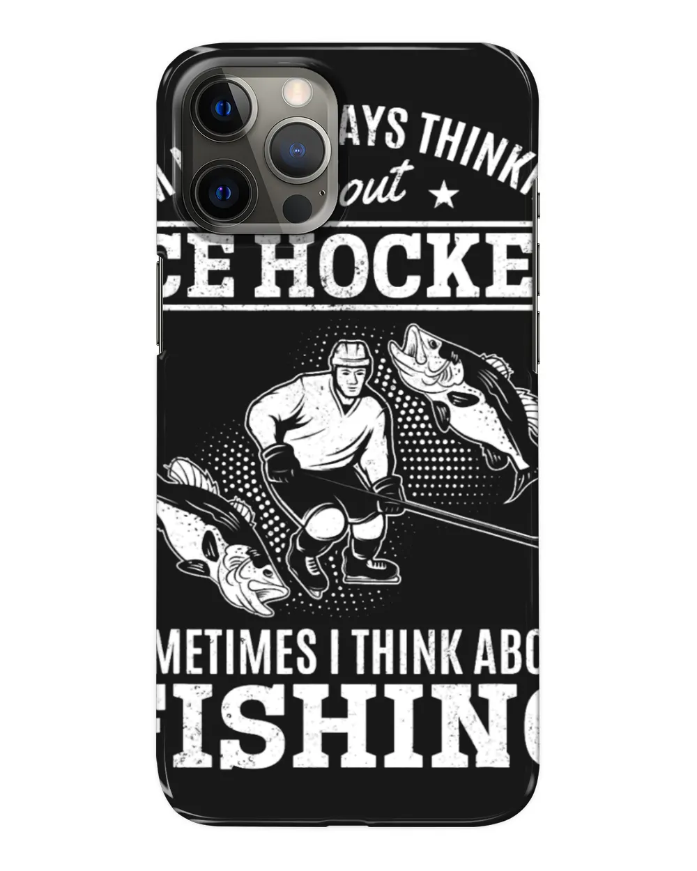 Fishing Ice Hockey Player Playing Hockey and Fishing Fisher