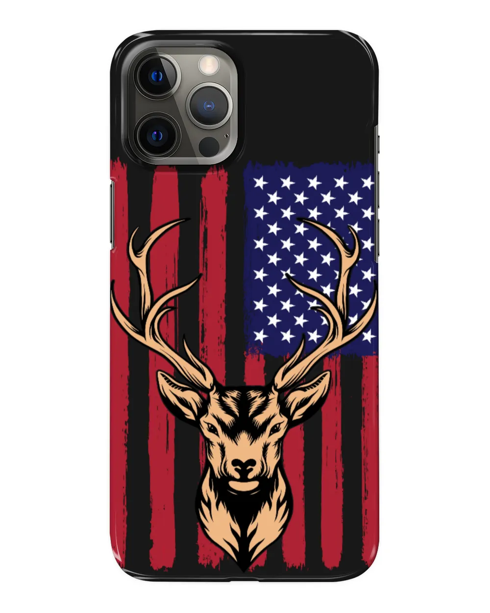 Deer Head Vintage US Flag