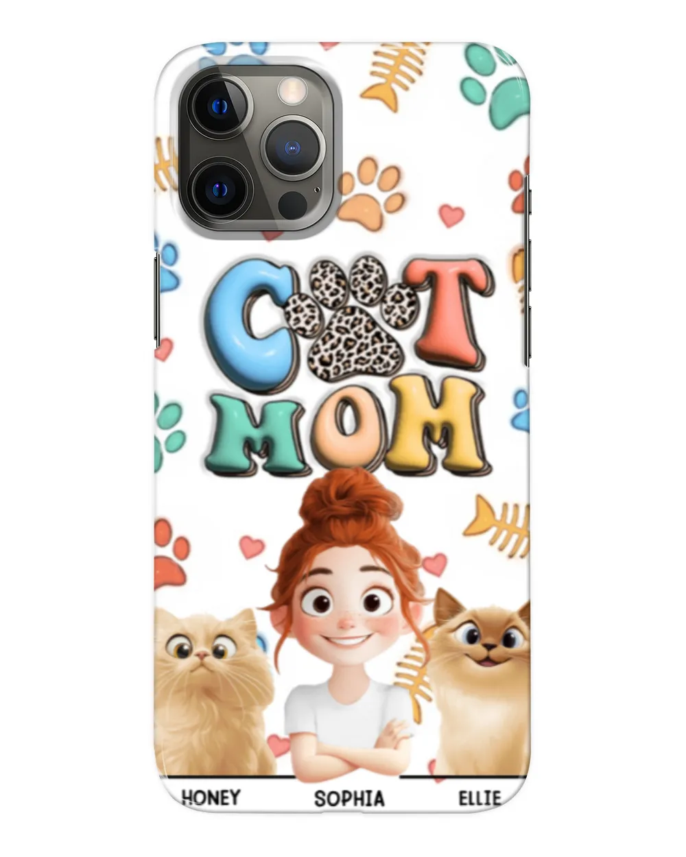 Cat Mom 3D Style Pattern - Personalized Clear Phone Case, Gift For Cat Loves, Gift Idea For Cat Loves