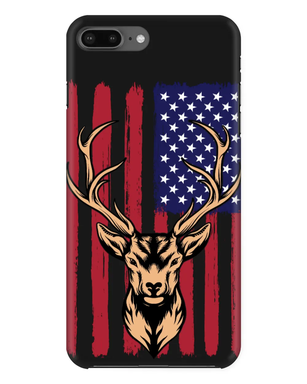 Deer Head Vintage US Flag