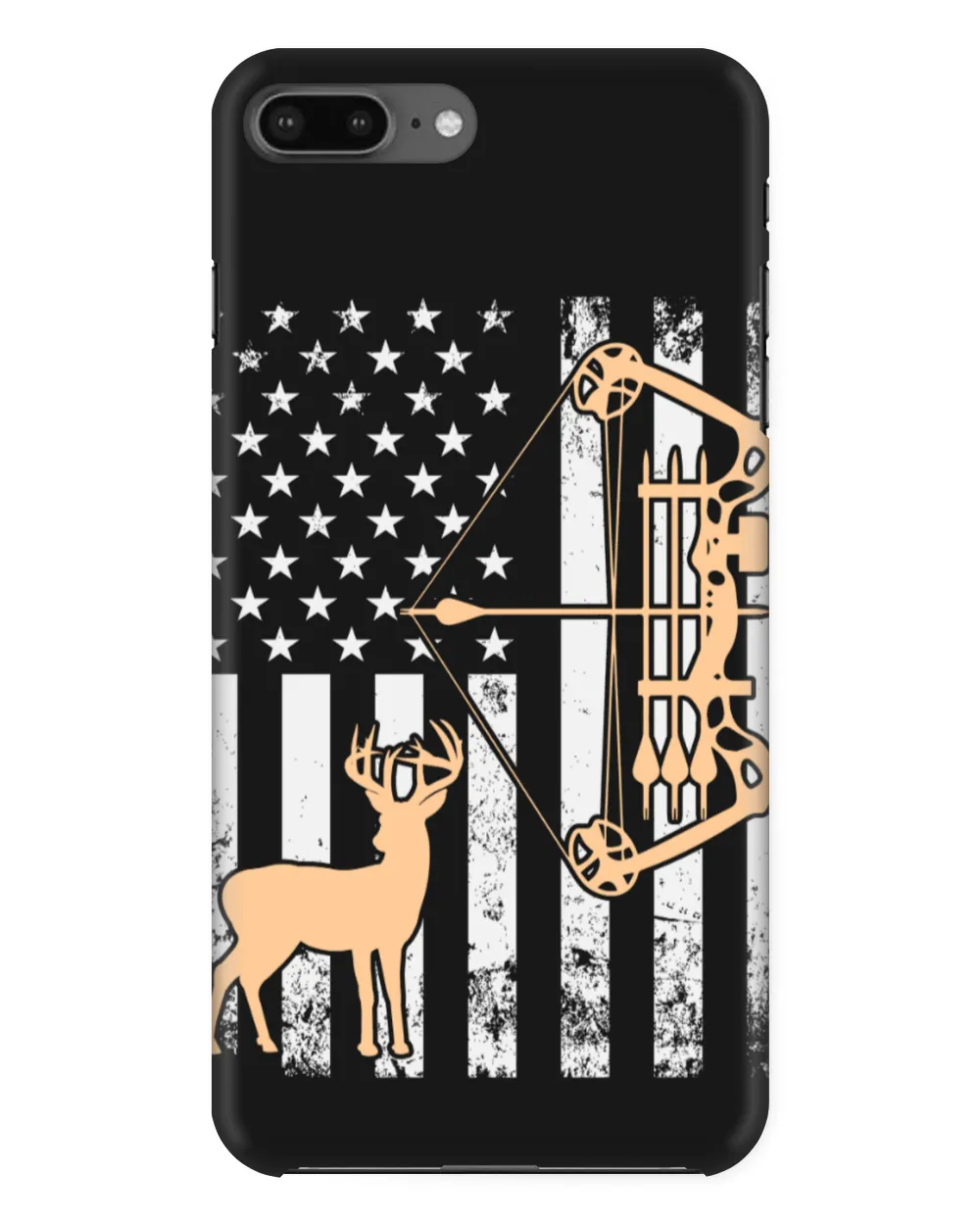 Deer Hunting Lovers US Flag Vintage Deer
