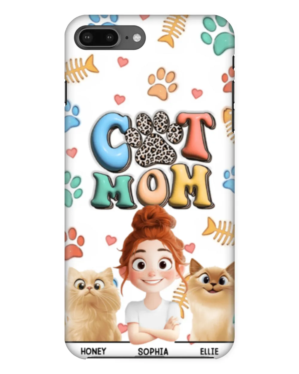 Cat Mom 3D Style Pattern - Personalized Clear Phone Case, Gift For Cat Loves, Gift Idea For Cat Loves