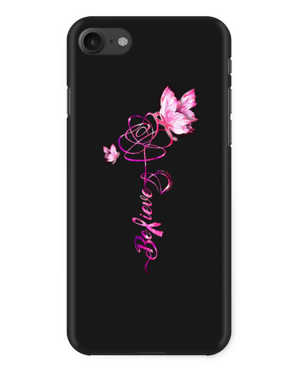 Breast Cancer Butterfly Believe Pink Ribbon Cancer Survivor