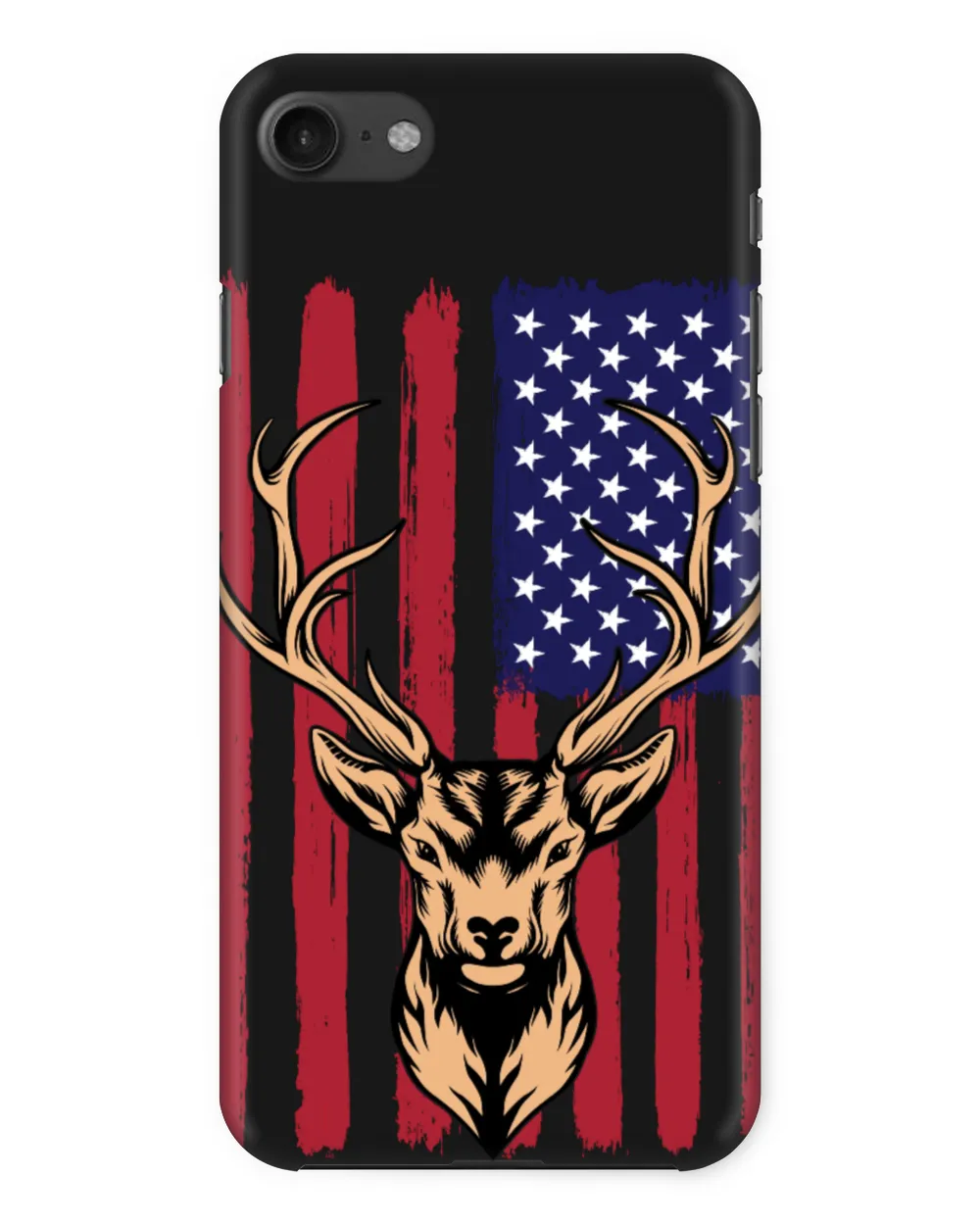Deer Head Vintage US Flag