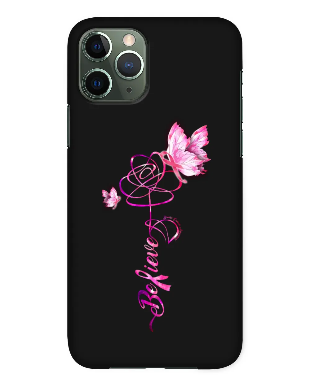Breast Cancer Butterfly Believe Pink Ribbon Cancer Survivor