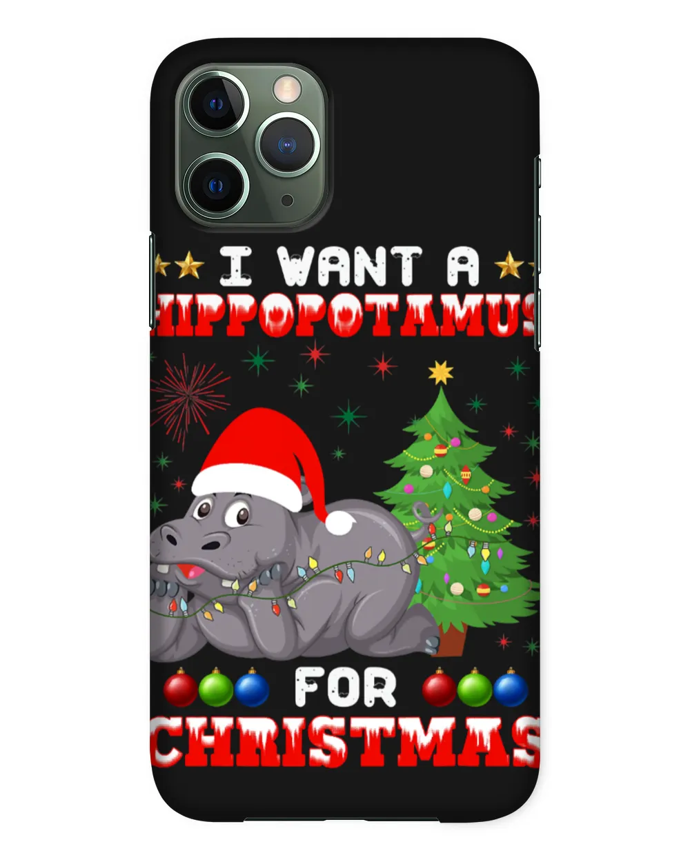 Hippopotamus I Want A Hippopotamus For Christmas Hippo Pajamas Xmas Tree 194 Hippo