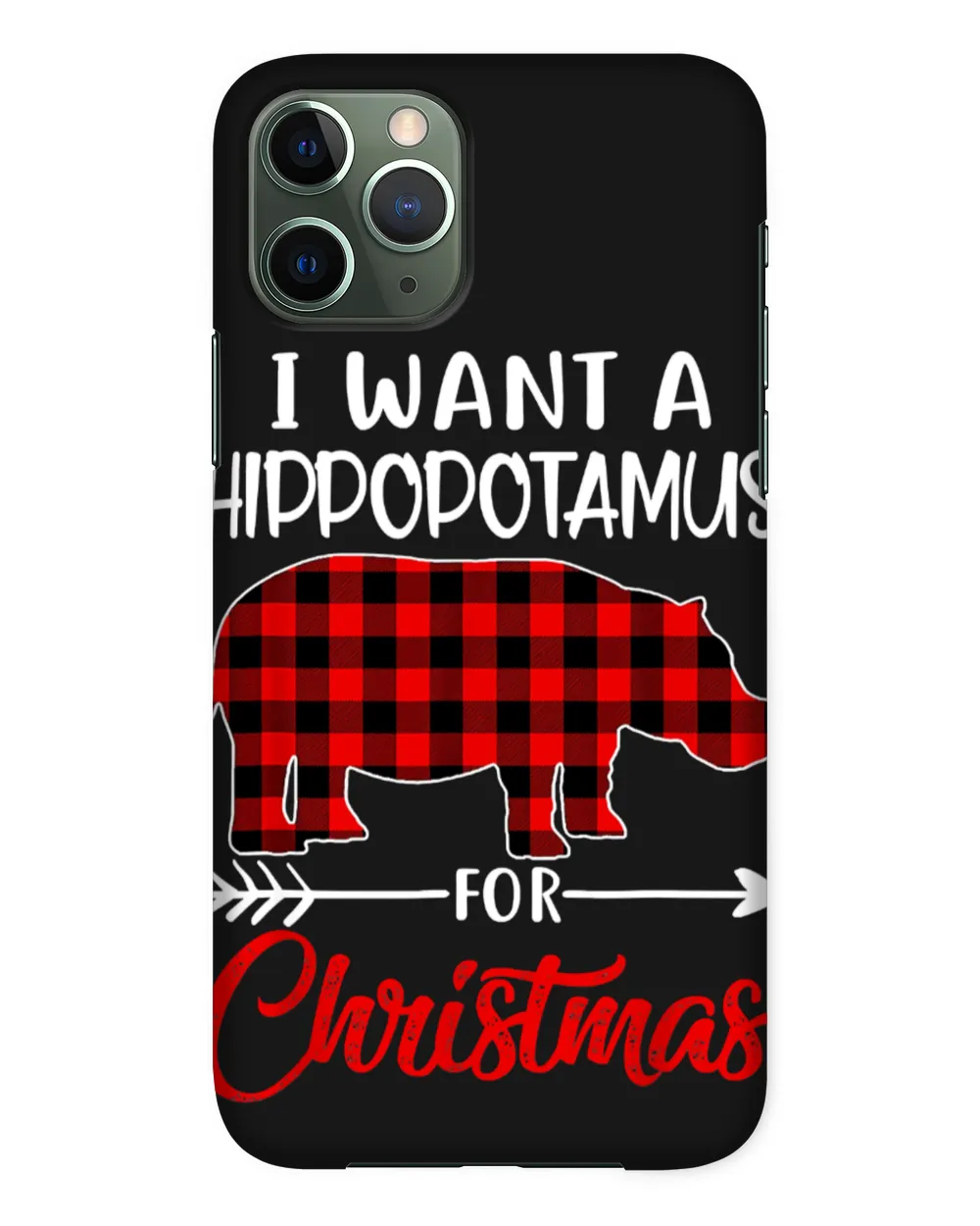 Hippopotamus I Want A Hippopotamus For Christmas Hippo Plaid 210 Hippo