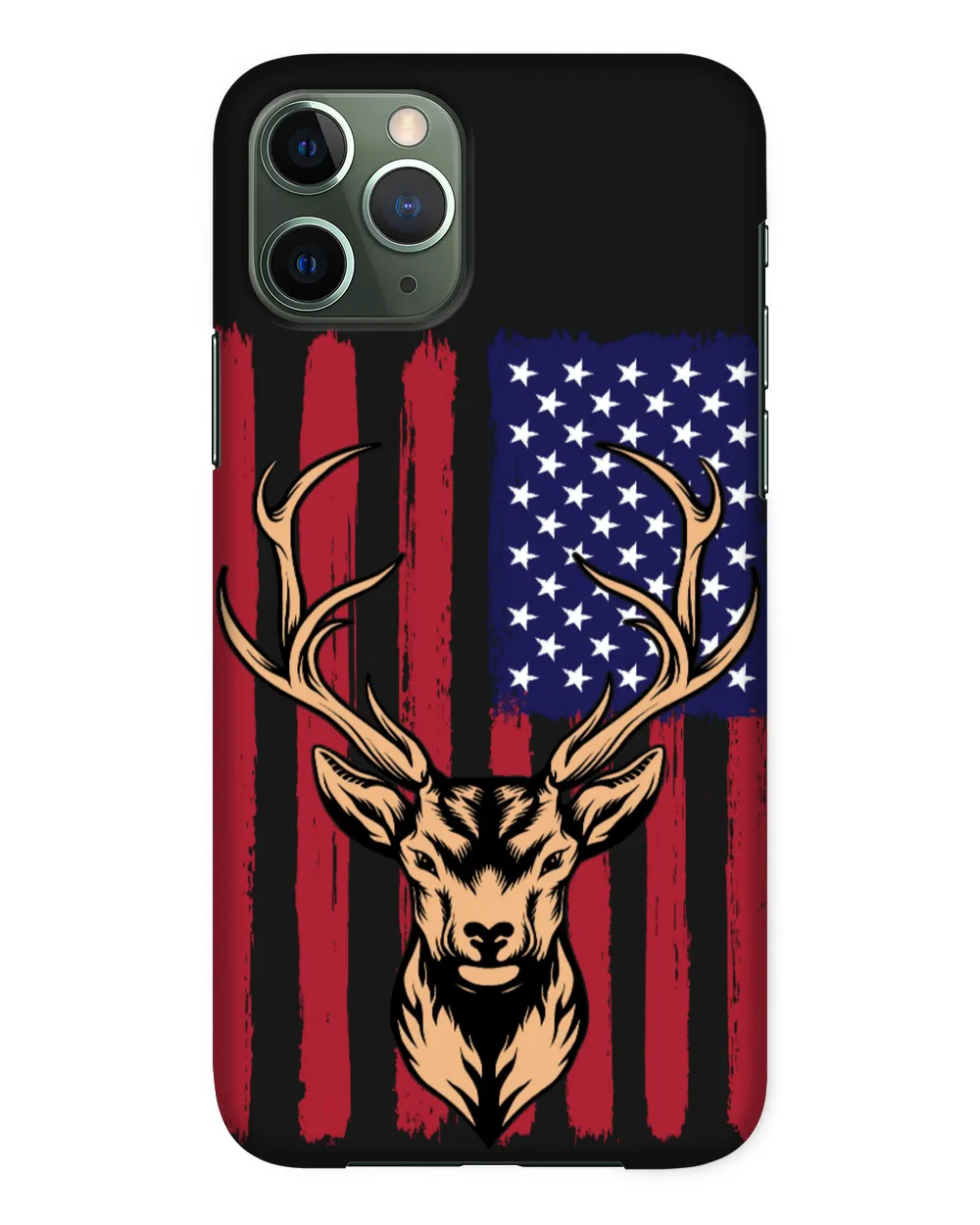 Deer Head Vintage US Flag