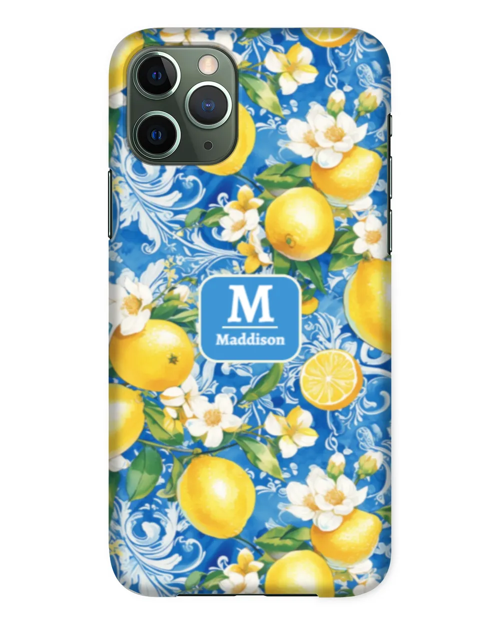 Elegant Lemon Citrus Monogram Personalized Name Case-Mate iPhone Case, Gifts for Girlfriend, Gifts for Girlfriend