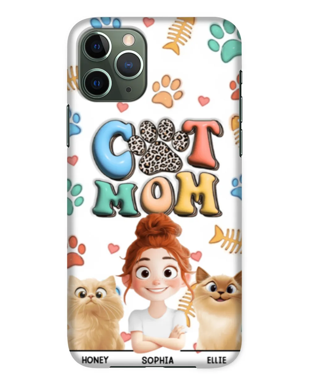 Cat Mom 3D Style Pattern - Personalized Clear Phone Case, Gift For Cat Loves, Gift Idea For Cat Loves