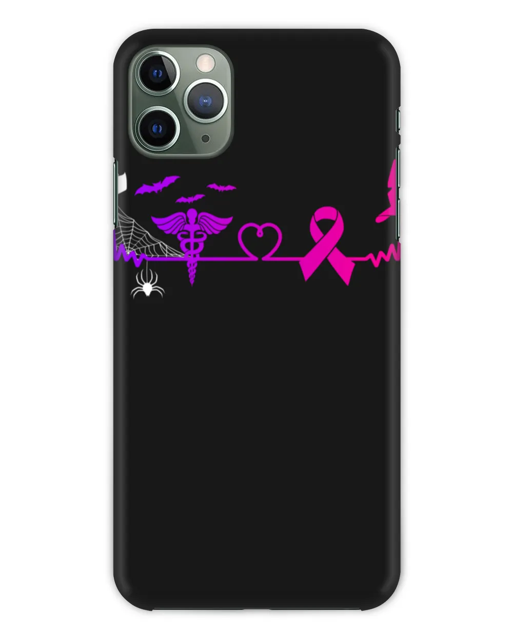 Pink Heartbeat Halloween Breast Cancer Awareness Nurse