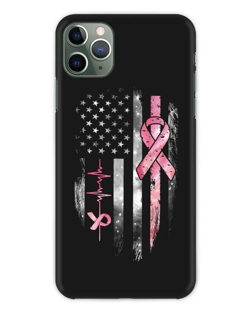 Breast Cancer Heart Flag Ribbon Cancer Survivor