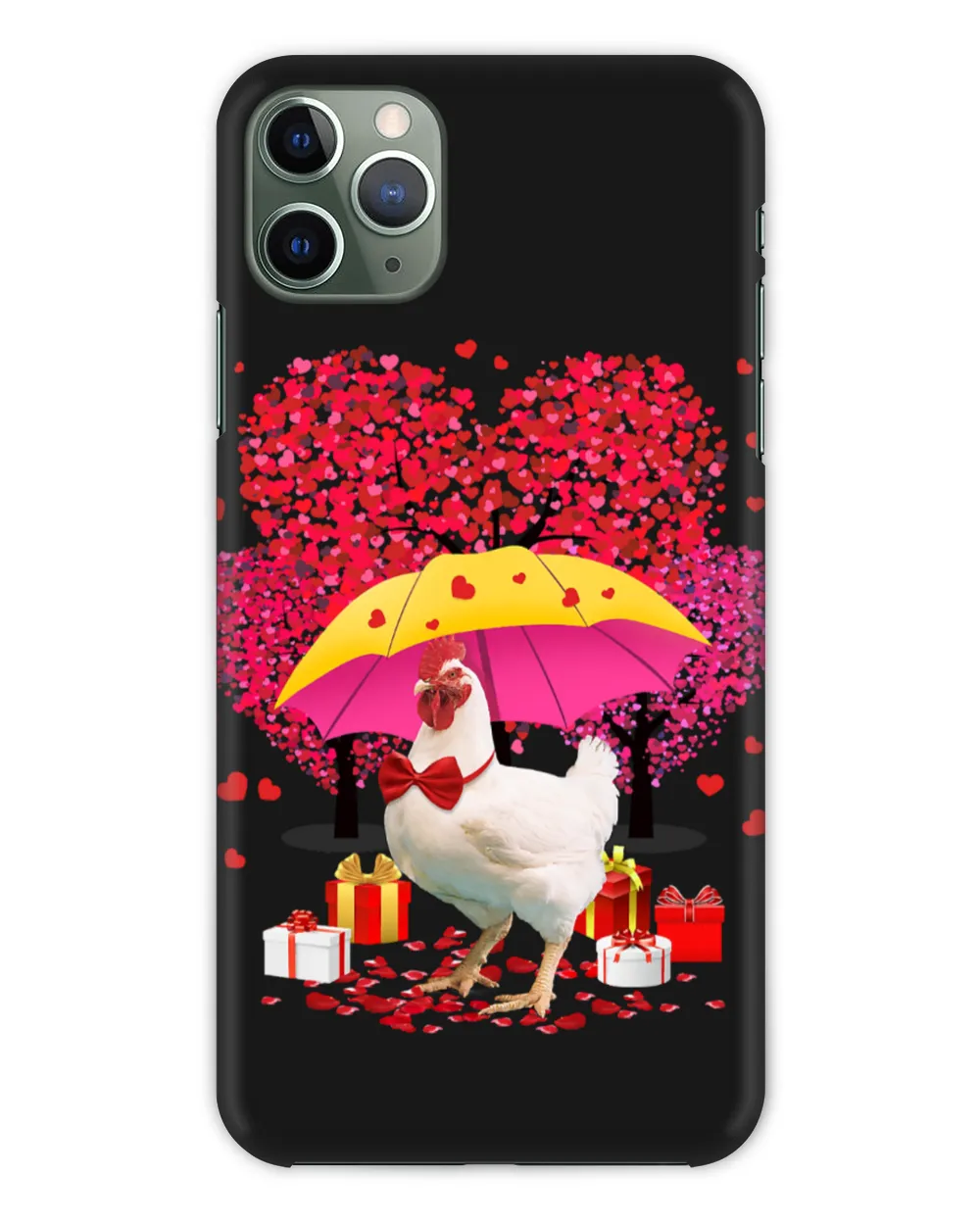 Chicken Valentines Day Three Tree And Raining Hearts 515 Hen Rooster
