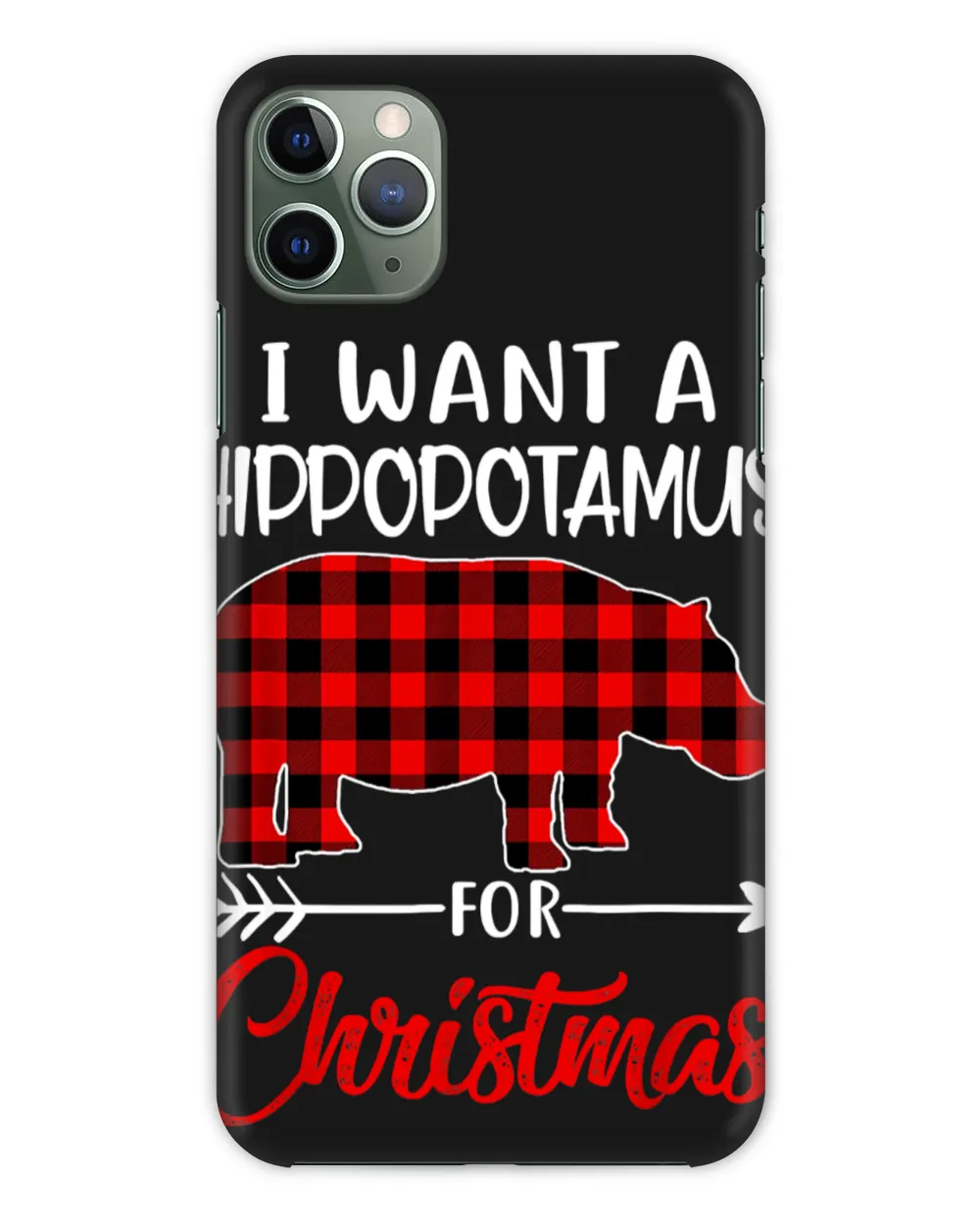Hippopotamus I Want A Hippopotamus For Christmas Hippo Plaid 210 Hippo