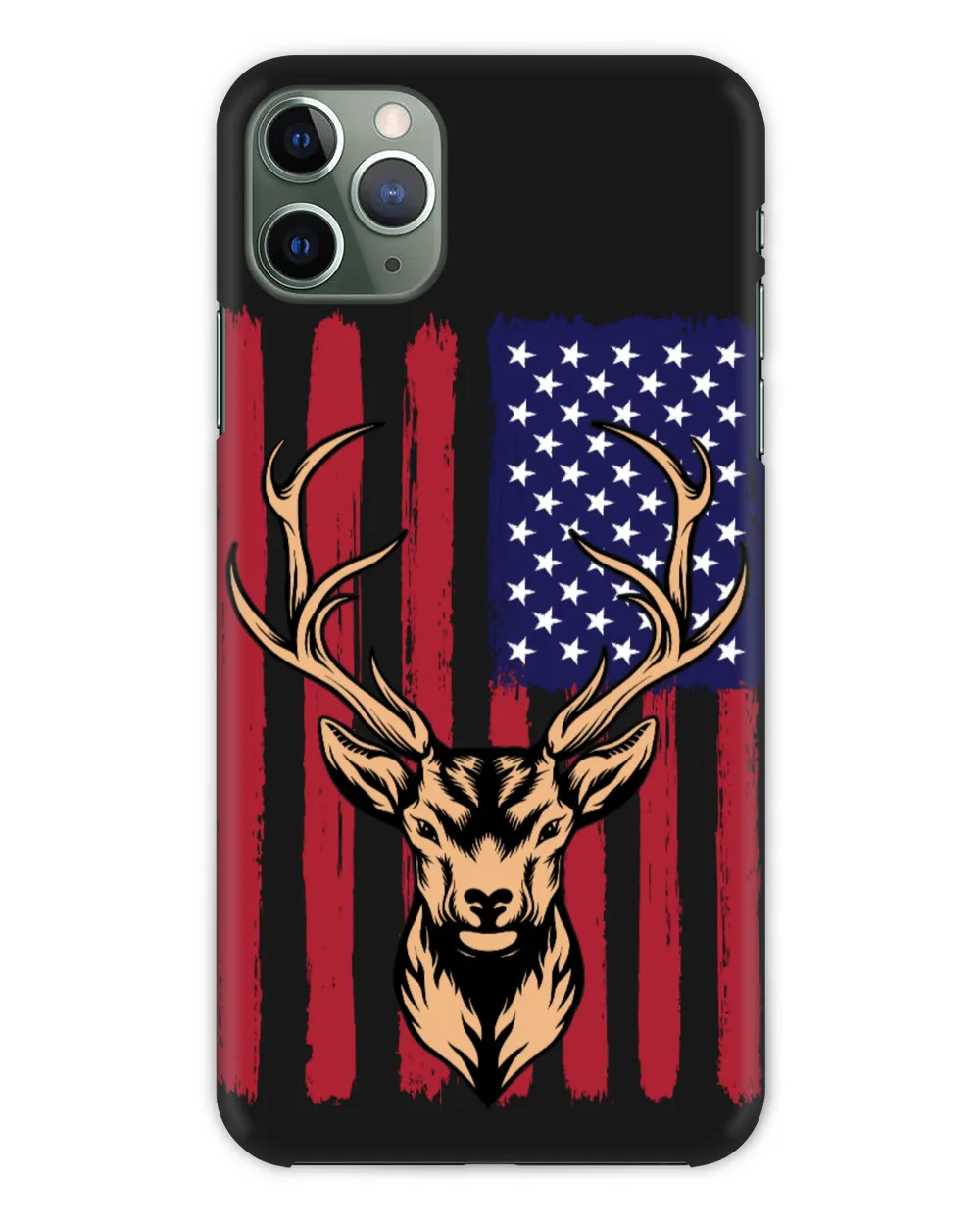 Deer Head Vintage US Flag