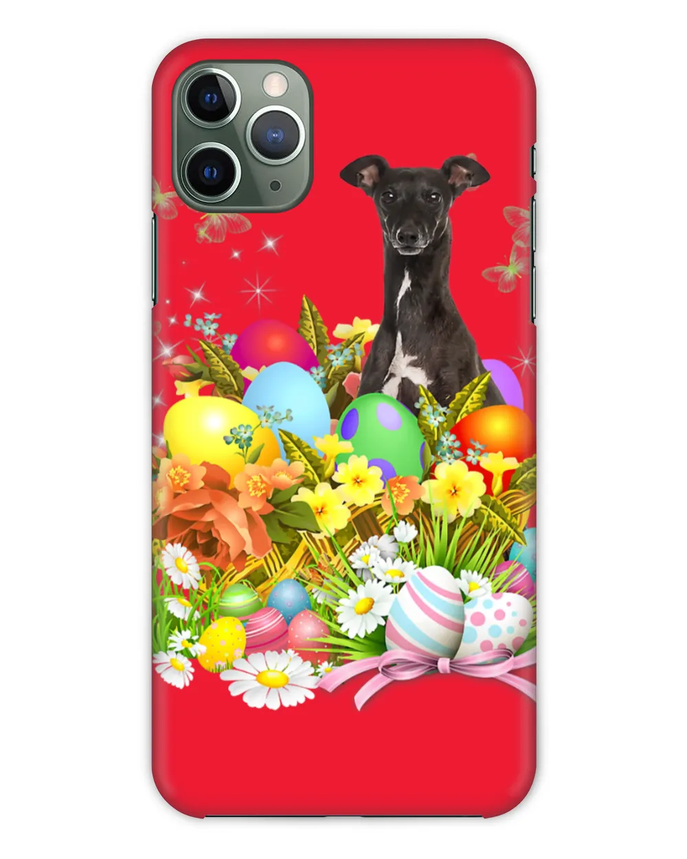 Greyhound Bunny Dog With Easter Eggs Basket Cool T-Shirt