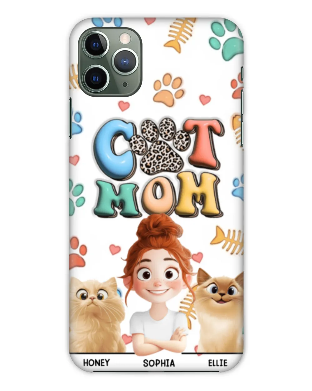 Cat Mom 3D Style Pattern - Personalized Clear Phone Case, Gift For Cat Loves, Gift Idea For Cat Loves