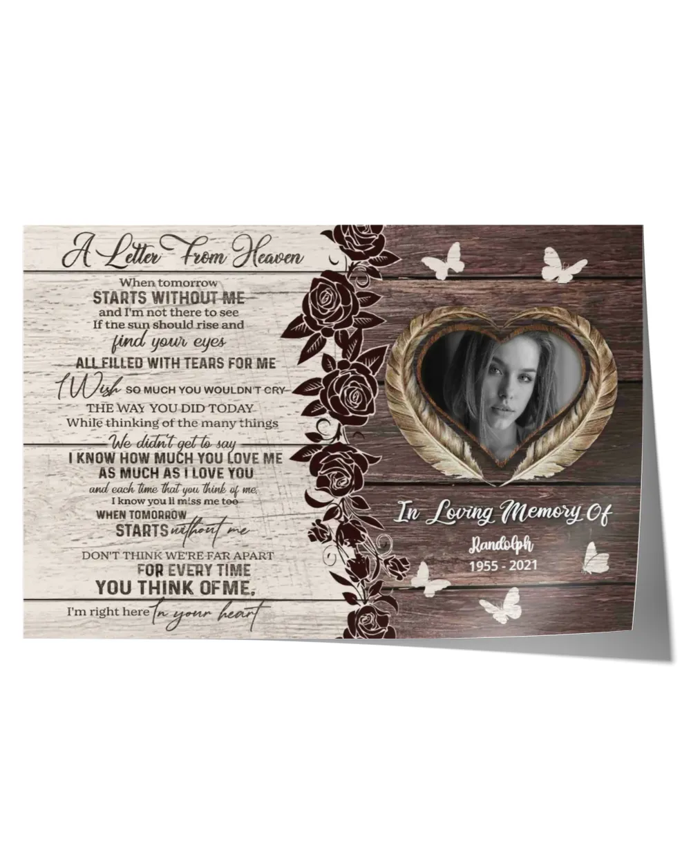 Personalized Custom A Letter From Heaven Memorial Canvas Art FC79 Satin Landscape Poster white 18x12in