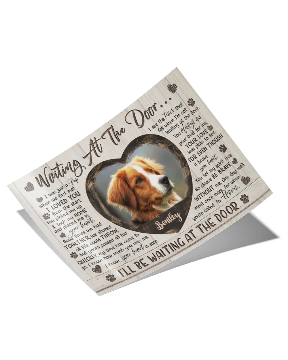 Personalized Custom Dog Pet Memorial Canvas Waiting At The Door Poem DC13 Satin Landscape Poster white 18x12in