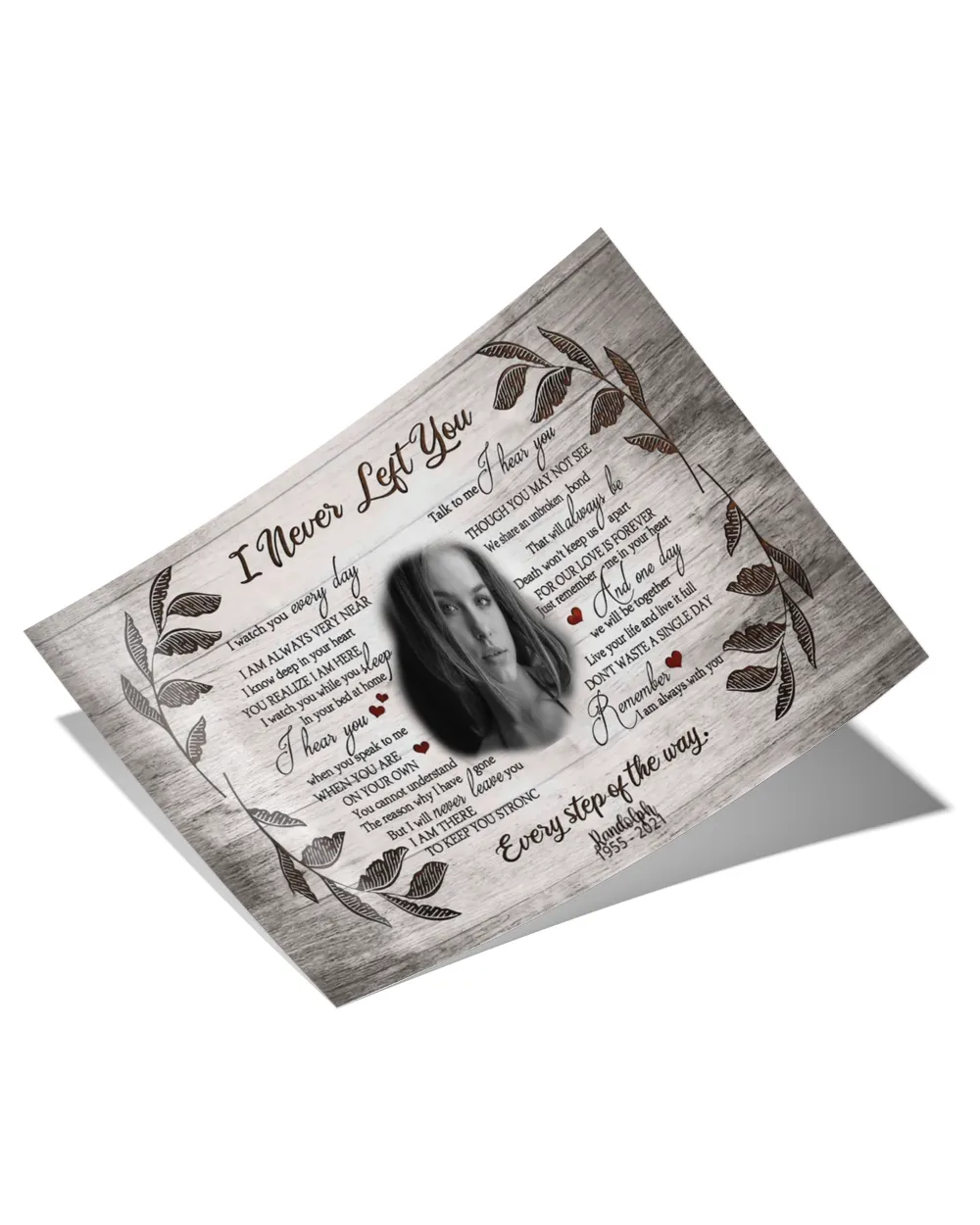 Personalized Custom I Never Left You Every Day Memorial Canvas Art FC64 Satin Landscape Poster white 18x12in