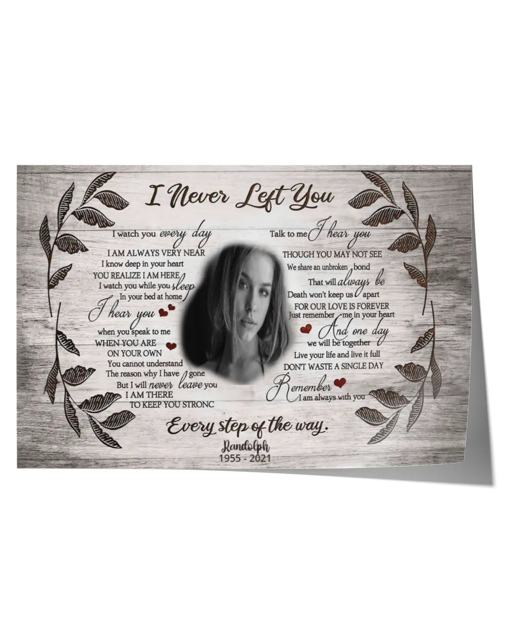 Personalized Custom I Never Left You Every Day Memorial Canvas Art FC64 Satin Landscape Poster white 18x12in