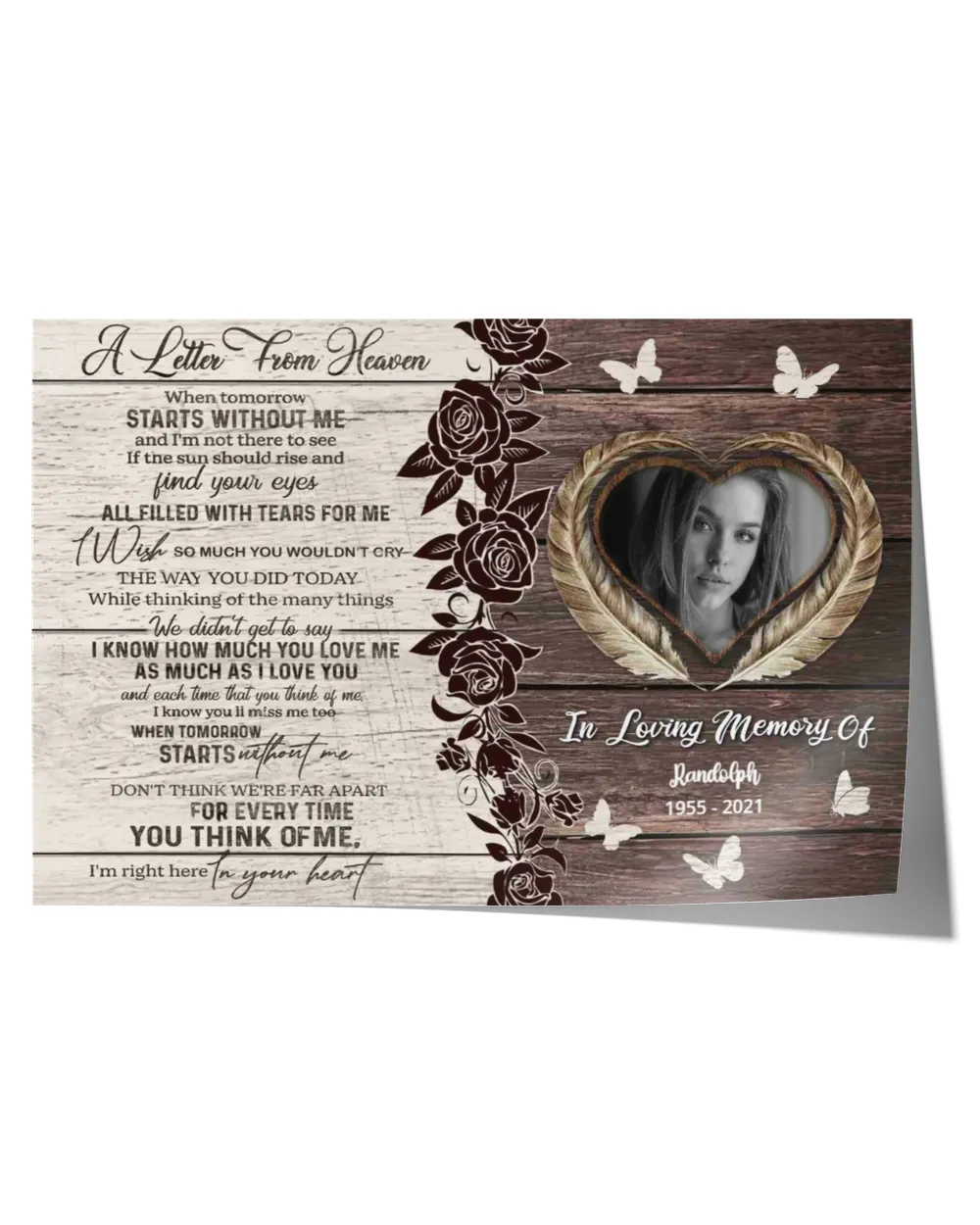 Personalized Custom A Letter From Heaven Memorial Canvas Art FC79 Satin Landscape Poster white 18x12in