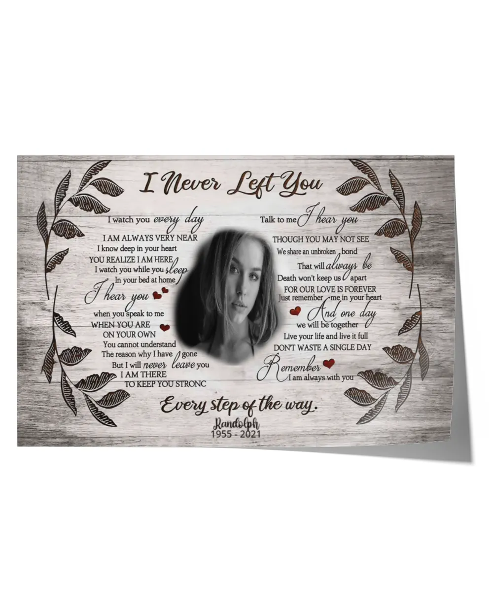 Personalized Custom I Never Left You Every Day Memorial Canvas Art FC64 Satin Landscape Poster white 18x12in