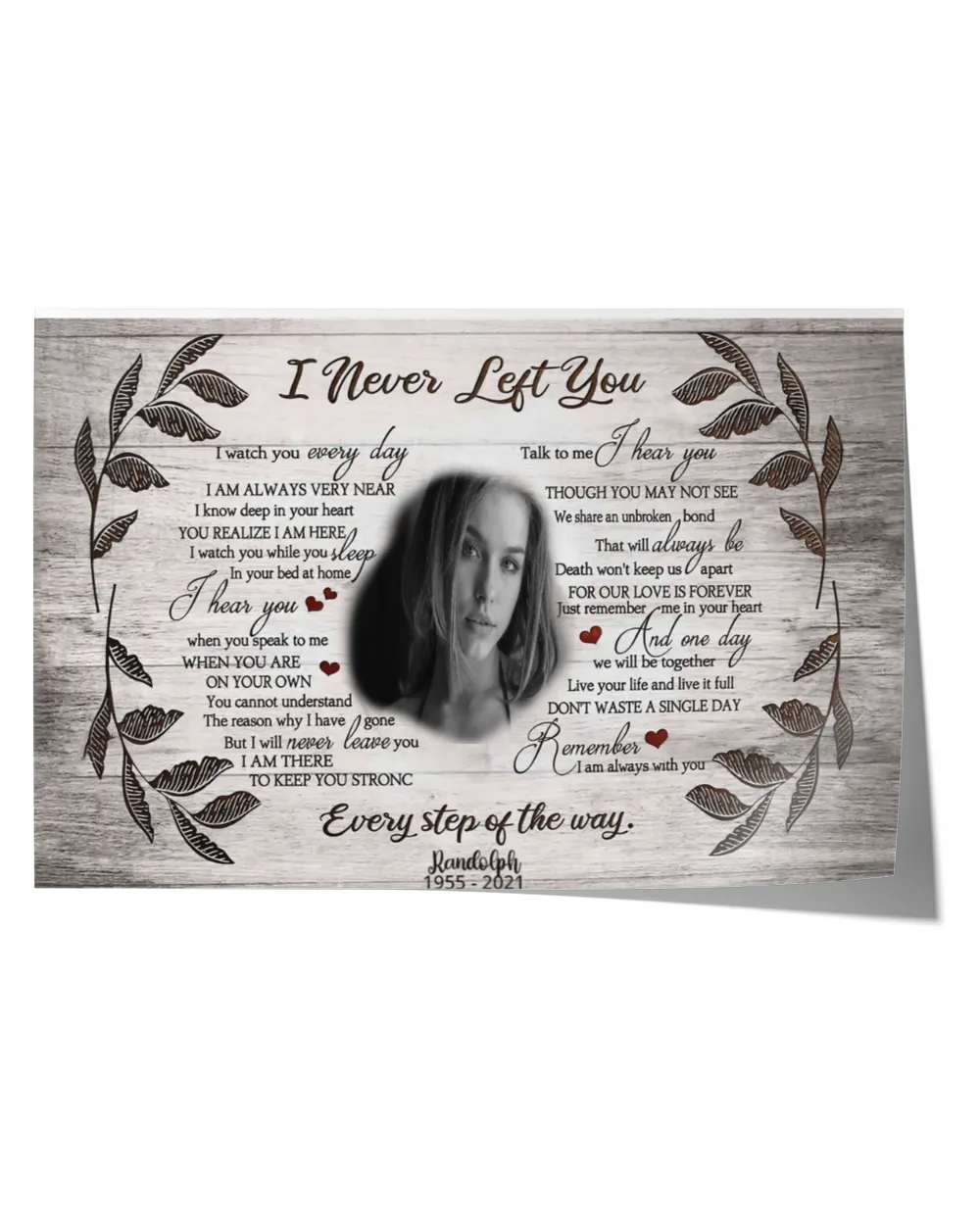 Personalized Custom I Never Left You Every Day Memorial Canvas Art FC64 Satin Landscape Poster white 18x12in