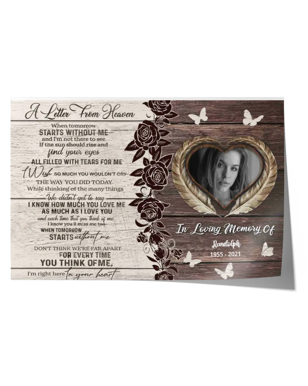 Personalized Custom A Letter From Heaven Memorial Canvas Art FC79 Satin Landscape Poster white 18x12in