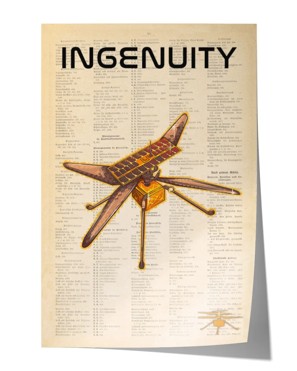 Mars helicopter Ingenuity Vintage Poster,Robots and space exploration Poster, Space Wall Art