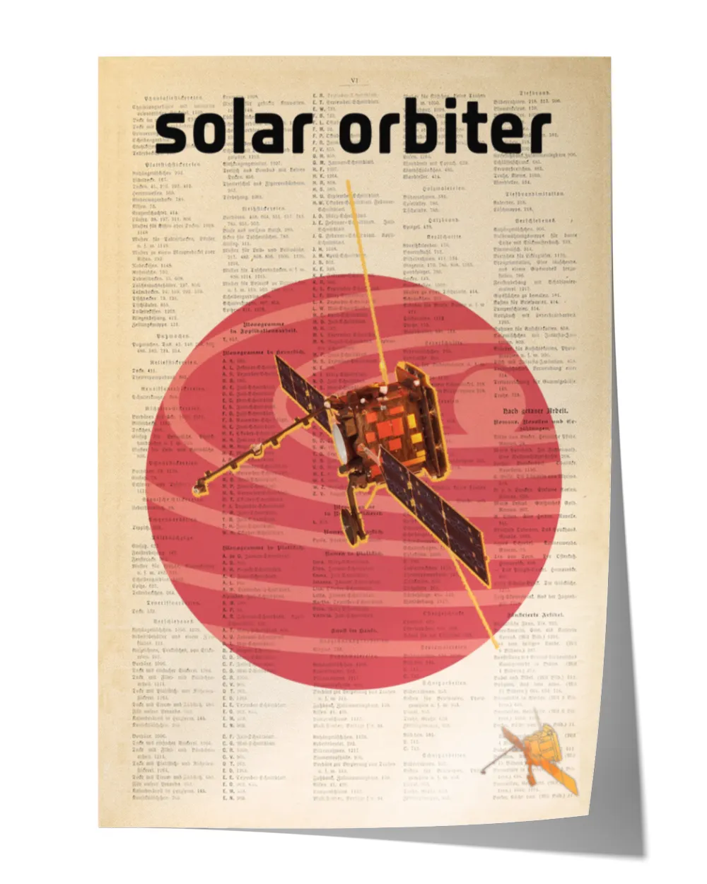 Solar Orbiter Sun Observing Satellite Vintage Poster,satellite And Space Exploration Poster, Space Wall Art