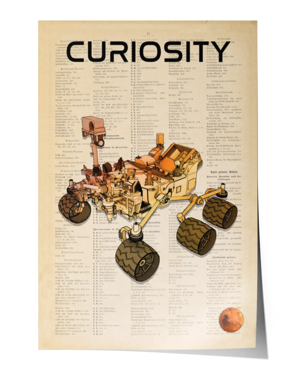Curiosity Mars rover explore the Gale crater on Mars Poster, Poster Space Vintage