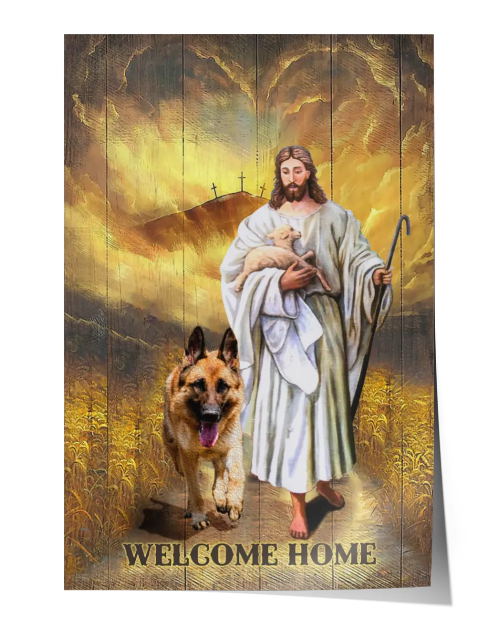 Jesus And German Shepherd Walking