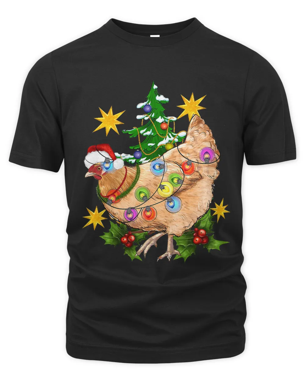 Christmas Chicken Light Shirt Funny Christmas Farmer