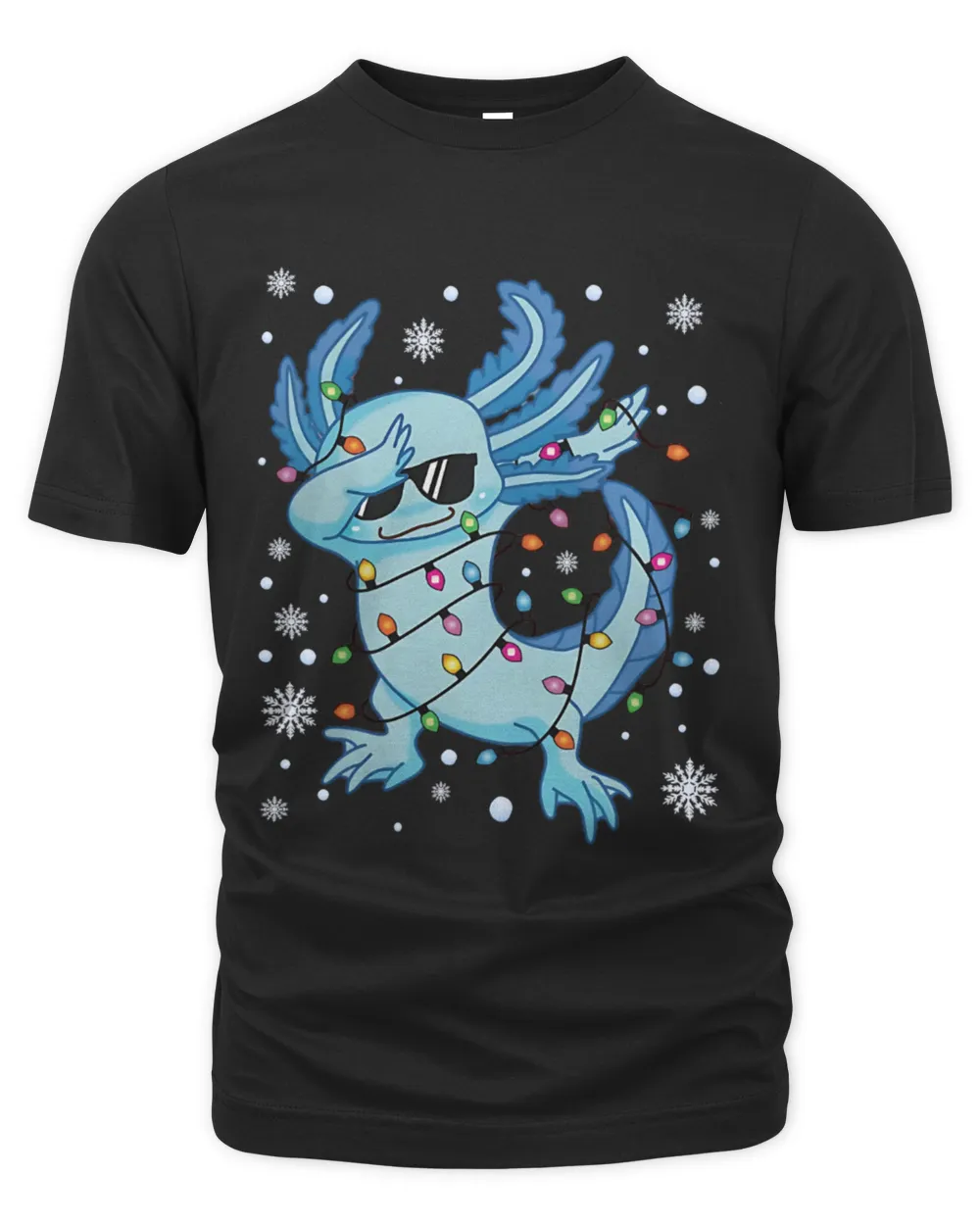 Dabbing Axolotl Christmas Lights The Organic Unisex T-shirt black s