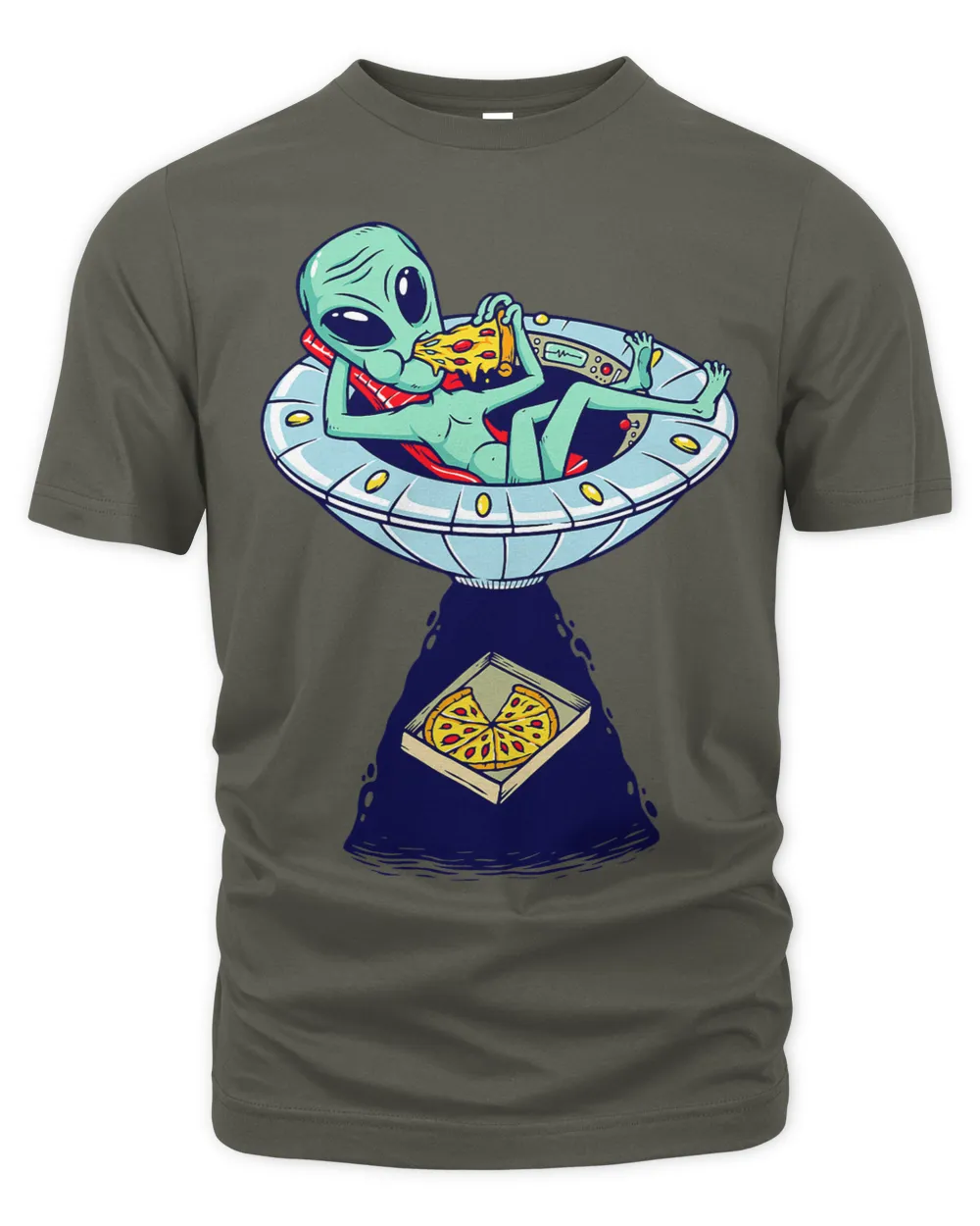 Funny Alien Just Chilling Eating Pizza Exploring Space UFO