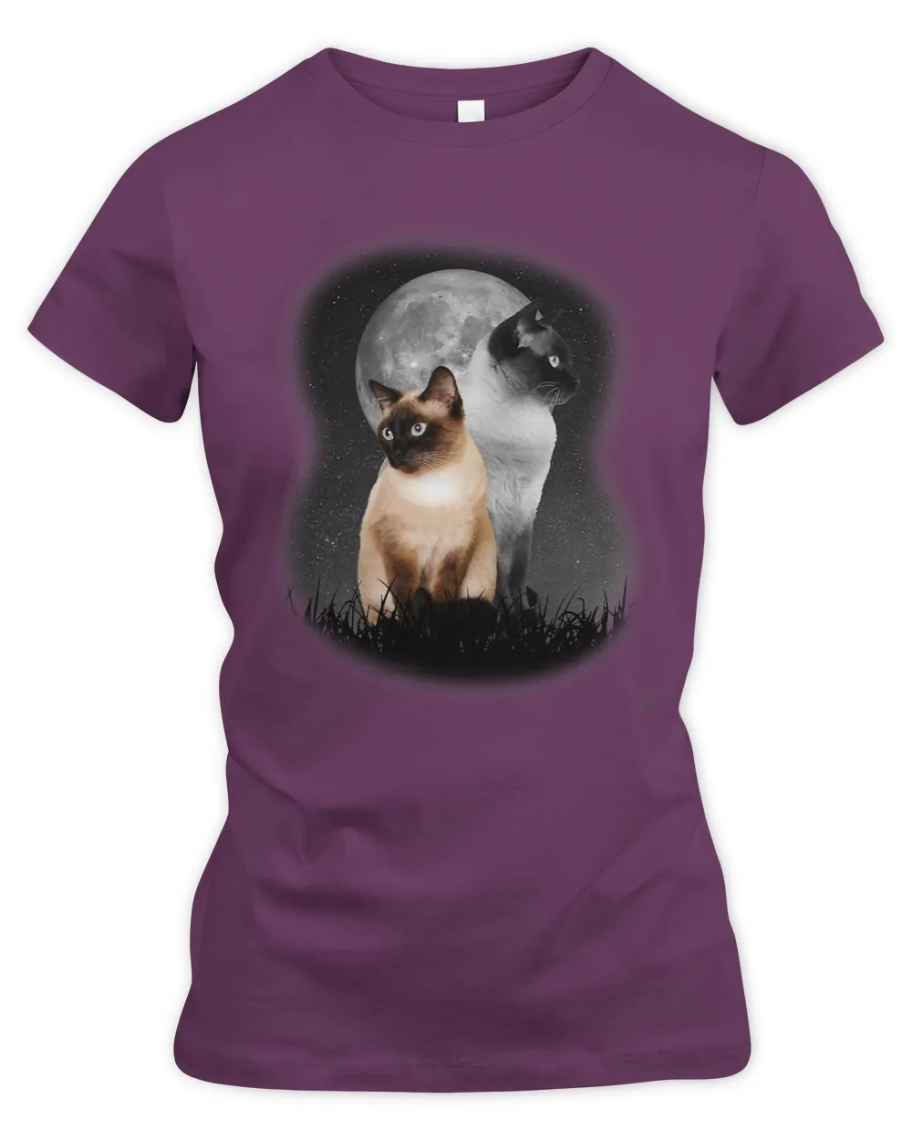 Funny cute Siamese Cat with Moon Siamese Cat Pet Lovers
