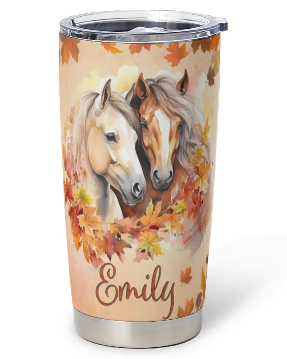 Personalized Just A Girl Who Loves Horses Fall Tumbler Full Printed Stainless Steel Tumbler (20oz) white 20oz