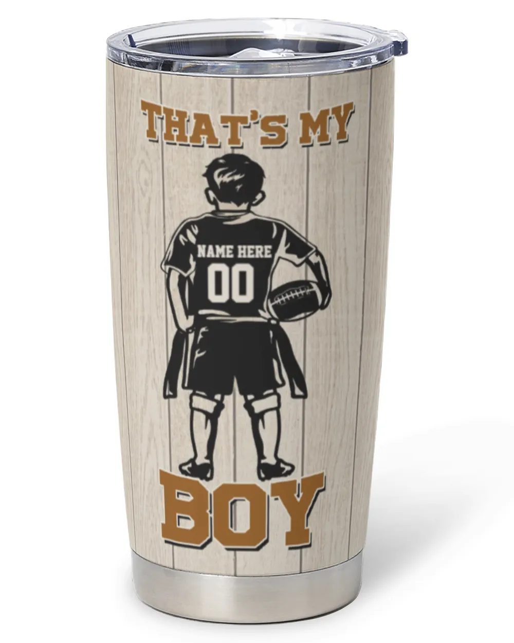 Flag Football Tumbler For Boy - Personalize Name and Number Full Printed Stainless Steel Tumbler (20oz) white 20oz