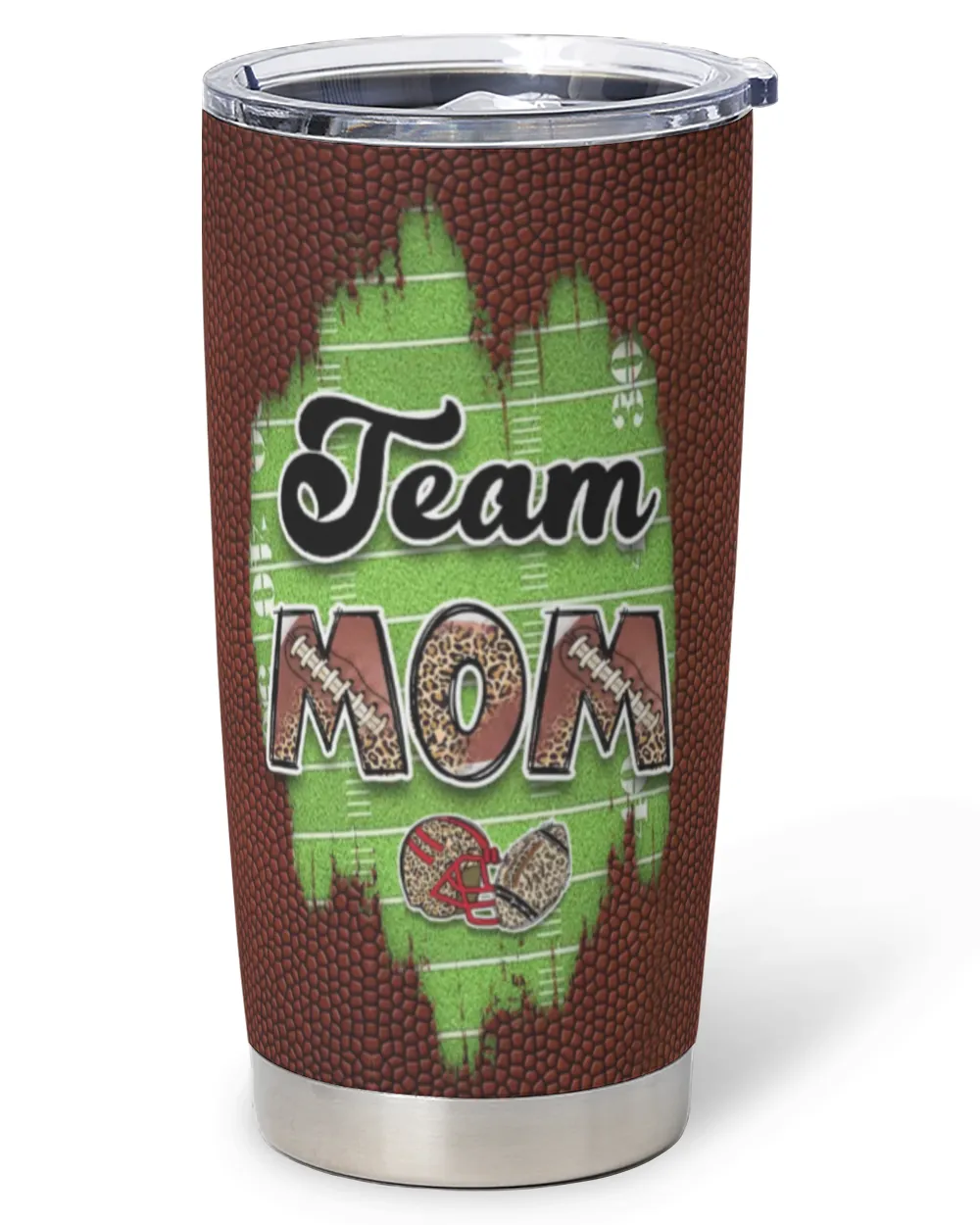 Flag Football Mom Tumbler - My Heart Is On That Field Full Printed Stainless Steel Tumbler (20oz) white 20oz