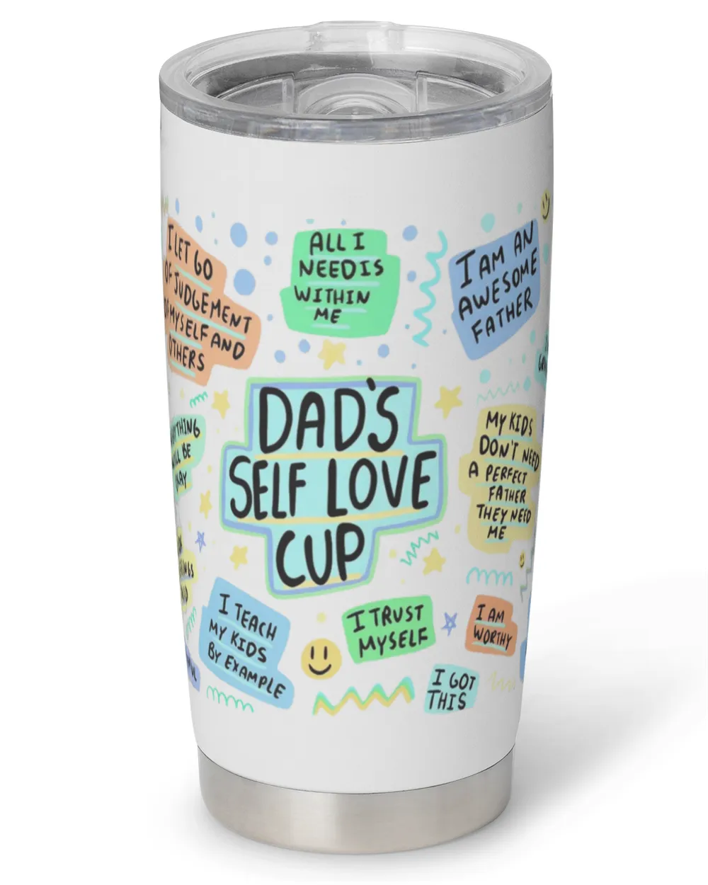 Dads Self Love Cup Full Printed Stainless Steel Tumbler (20oz) white 20