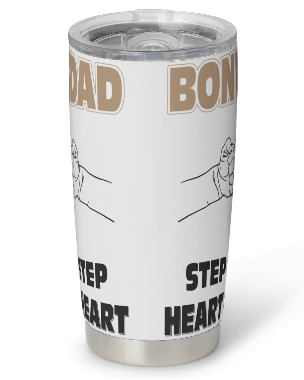 Bonusdad: Step by Step, Heart to Heart! Full Printed Stainless Steel Tumbler (20oz) white 20oz