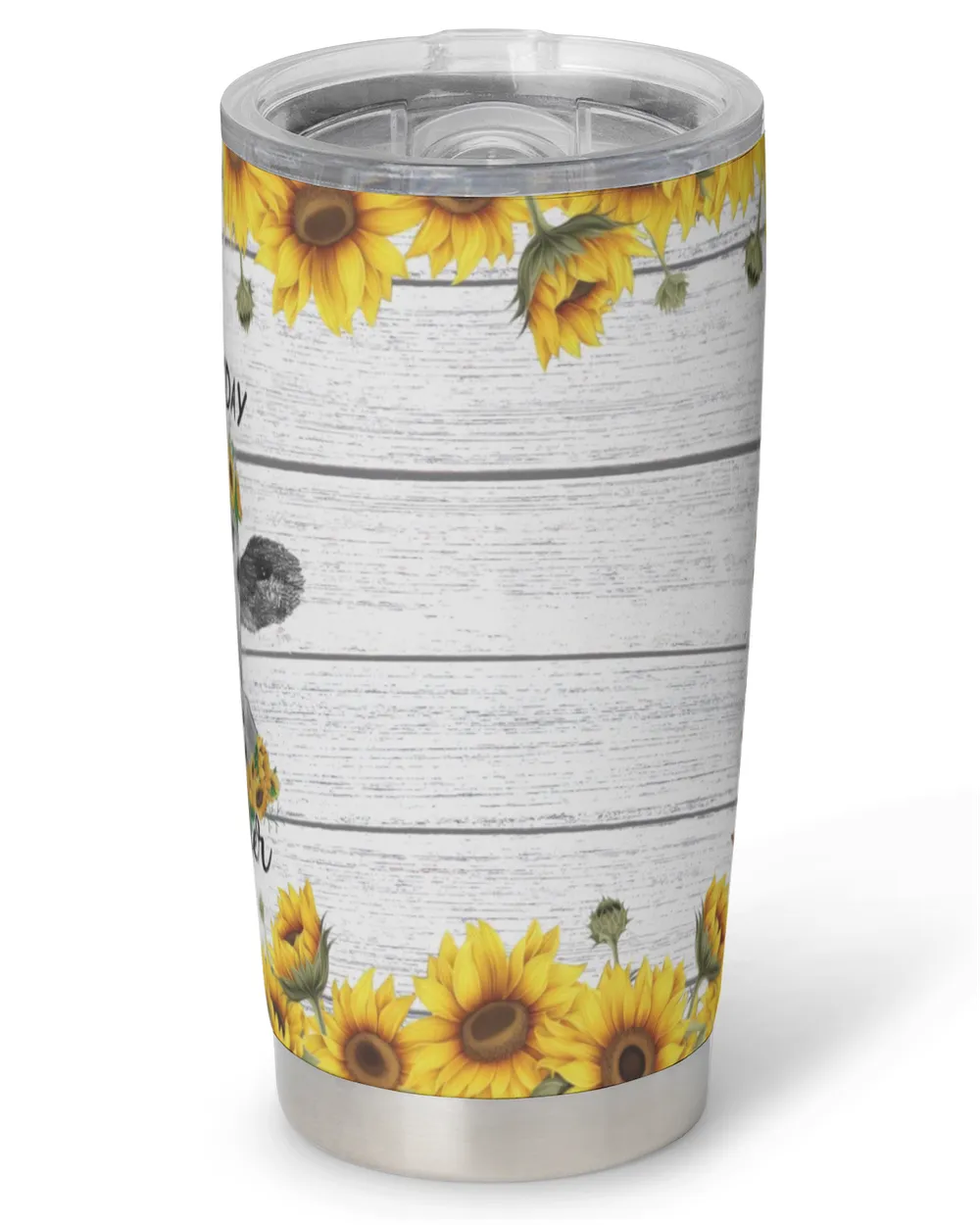 Personalized Name Cow Sunflower Full Printed Stainless Steel Tumbler (20oz) white 20oz