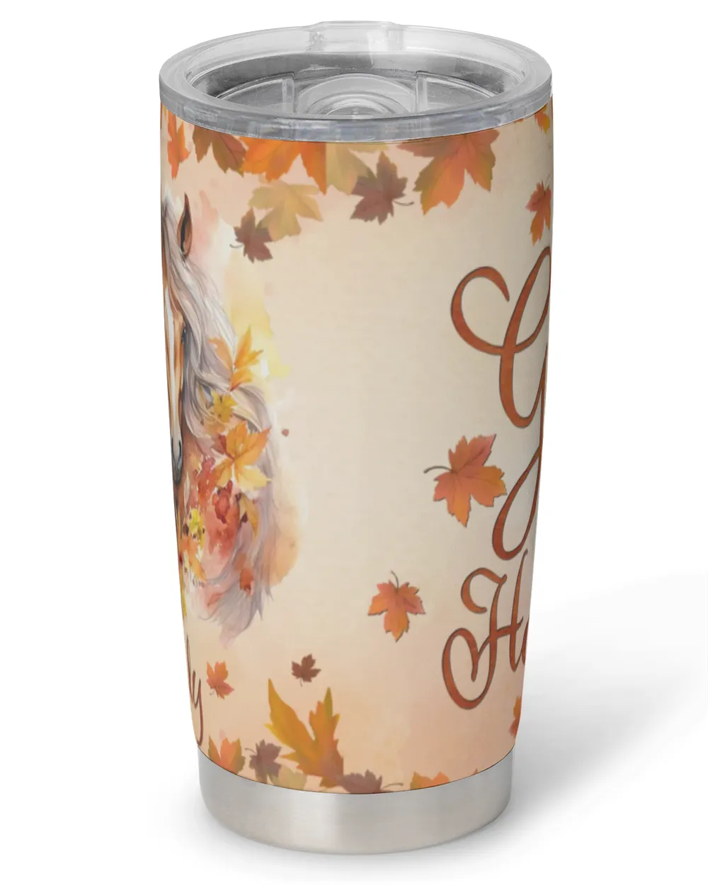 Personalized Just A Girl Who Loves Horses Fall Tumbler Full Printed Stainless Steel Tumbler (20oz) white 20oz