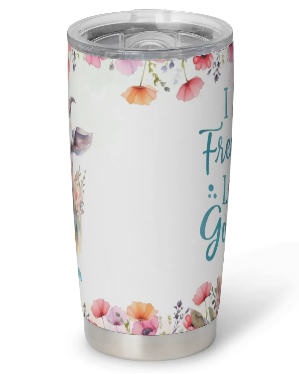 Personalized I Just Freaking Love Goats OK Funny Flower Goat Full Printed Stainless Steel Tumbler (20oz) white 20oz