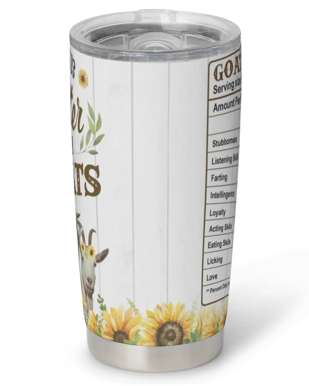 Personalized Life Is Better With Goats Sunflower Full Printed Stainless Steel Tumbler (20oz) white 20oz